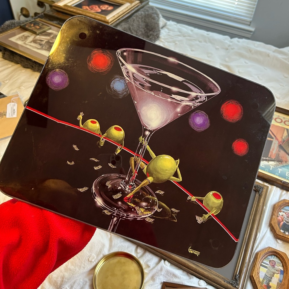 Michael Godard “Dirty Martini” Glass Bar Tray